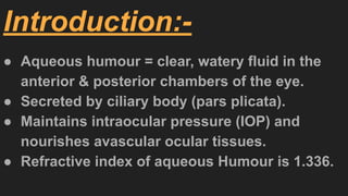 Aqueous Humour ppt/notes/pdf/download/hd | PDF