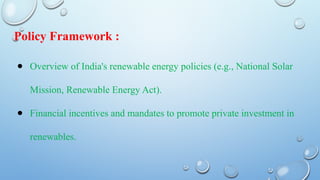 Renewable Energy Generation and Policy for Climate Change Mitigation | PPTX