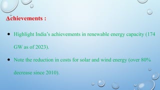 Renewable Energy Generation and Policy for Climate Change Mitigation | PPTX