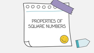 PROPERTIES OF
SQUARE NUMBERS
 