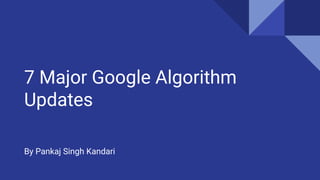 7 Major Google Algorithm
Updates
By Pankaj Singh Kandari
 