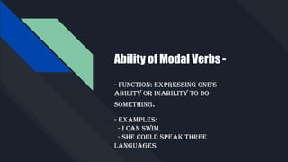 Inability Examples Comprehensive Guide to Modal Verbs: Usage and Examples | PPTX