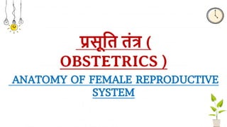 प्रसूति िंत्र (
OBSTETRICS )
ANATOMY OF FEMALE REPRODUCTIVE
SYSTEM
 