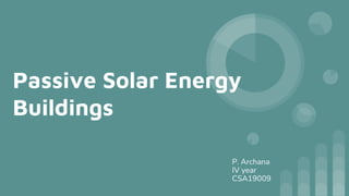 Passive Solar Energy
Buildings
P. Archana
IV year
CSA19009
 