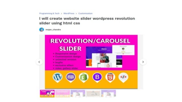 I will create website slider wordpress revolution slider using html css ...