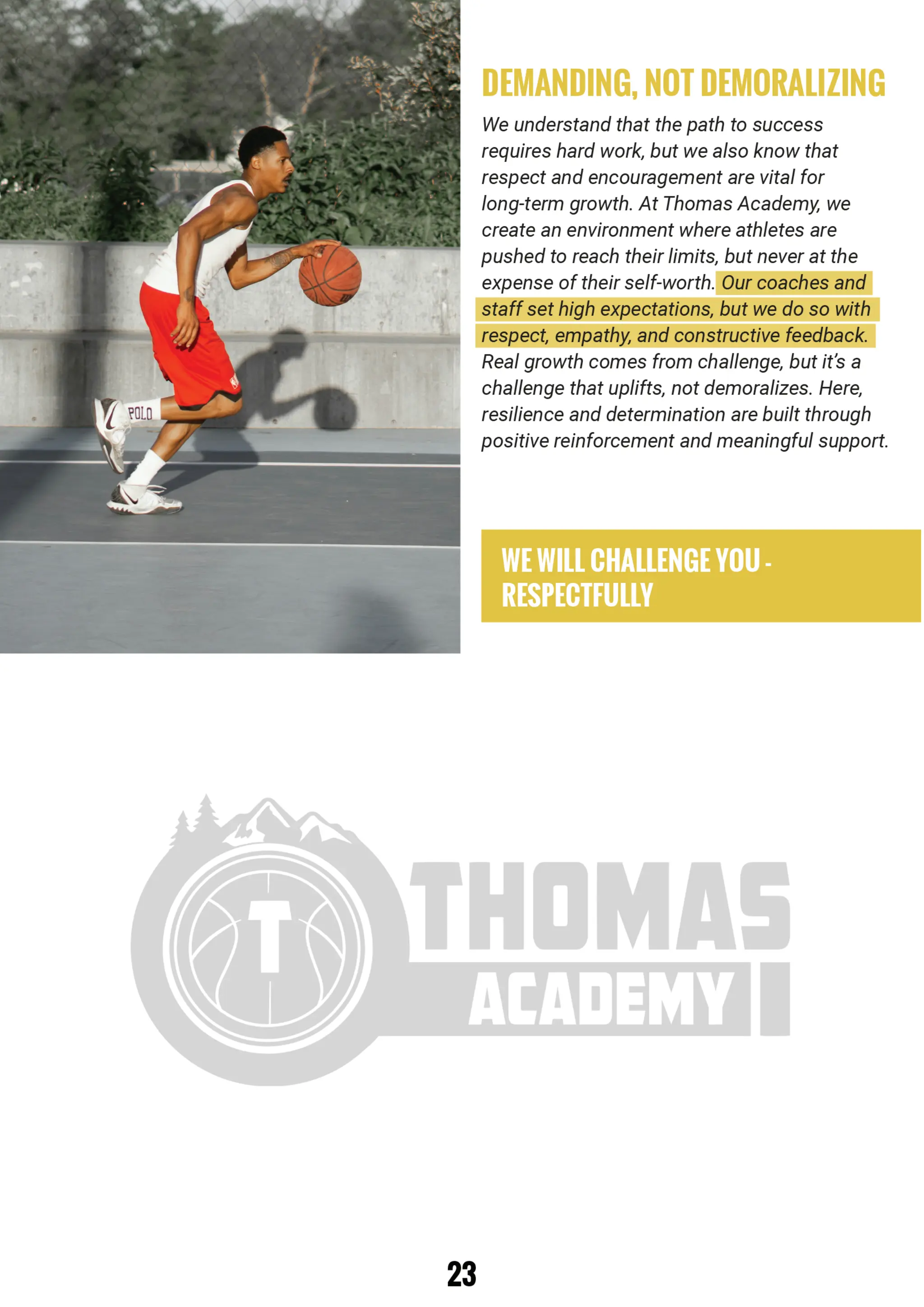 Thomas Academy Basketball Program Guide 2024