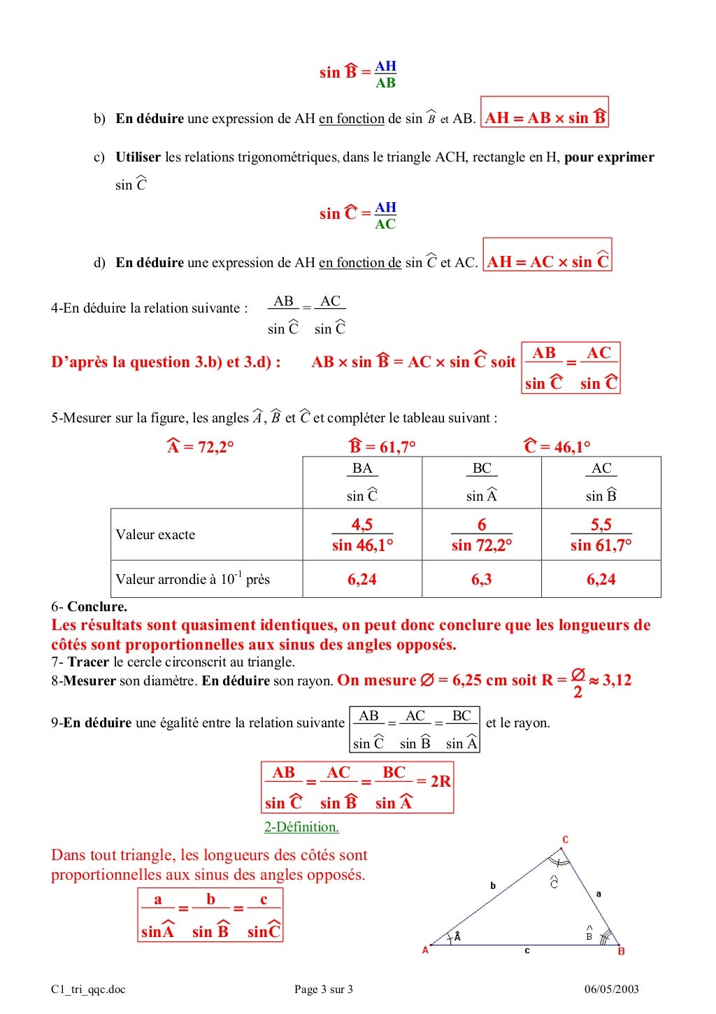 Un triangle quelconque