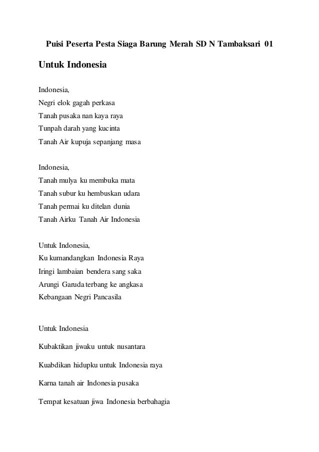  puisi anak SD Untuk indonesia 