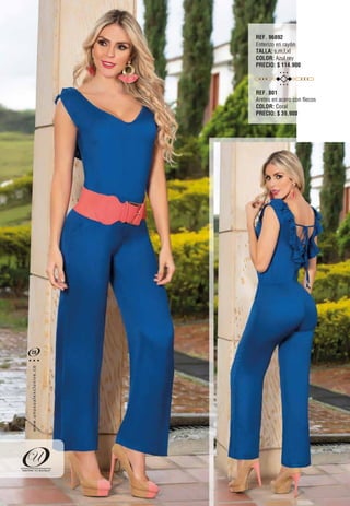 REF. 96892
Enterizo en rayón
TALLA: s,m,l,xl
COLOR: Azul rey
PRECIO: $ 114.900
REF. 801
Aretes en acero con flecos
COLOR: Coral
PRECIO: $ 39.900
28
oc.evisulcxelausunu.www
 