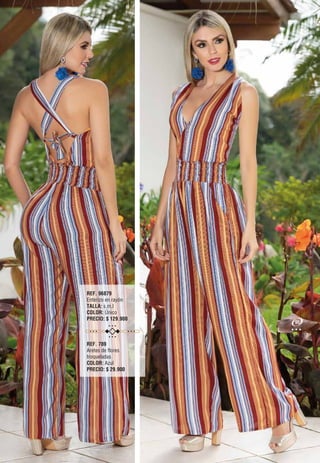 REF. 96879
Enterizo en rayón
TALLA: s,m,l
COLOR: Único
PRECIO: $ 129.900
REF. 789
Aretes de flores
troqueladas
COLOR: Azul
PRECIO: $ 29.900
55
 