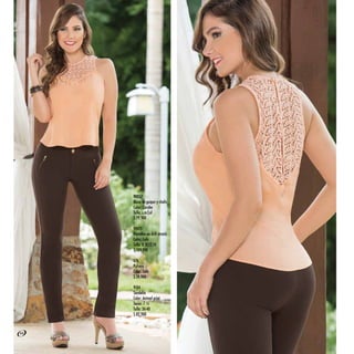 90057
Blusa en guipur y chalis
Color: Curuba
Talla: s,m,l,xl
$ 79,900
94415
Pantalón en drill stretch
Color: Café
Talla: 8,10,12,14
$ 109,900
676
Pulsera
Color: Café
$ 24,900
9104
Sandalia
Color: Animal print
Tacón: 7 ½
Talla: 36-40
$ 82,900
44
 