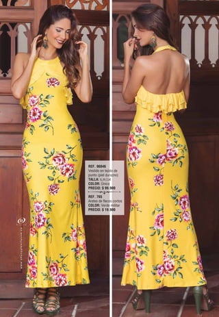 REF. 96846
Vestido en tejido de
punto (piel durazno)
TALLA: s,m,l,xl
COLOR: Único
PRECIO: $ 99.900
REF. 765
Aretes de flecos cortos
COLOR: Verde militar
PRECIO: $ 19.900
22
oc.evisulcxelausunu.www
 