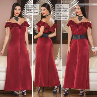 REF. 96800
Enterizo en seda
COLOR: Vino tinto
TALLA: s,m,l
PRECIO: $ 124.900
REF. 733
Collar piedras
COLOR: Azul oscuro
PRECIO: $ 29.900
REF. 747
Cinturón resortado
COLOR: Azul oscuro
PRECIO: $ 24.900
www.unusualexclusive.co
43
 