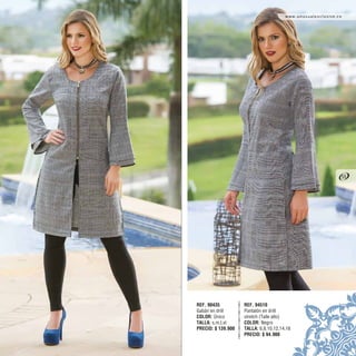 REF. 94510
Pantalón en drill
stretch (Talle alto)
COLOR: Negro
TALLA: 6,8,10,12,14,16
PRECIO: $ 94.900
REF. 90435
Gabán en drill
COLOR: Único
TALLA: s,m,l,xl
PRECIO: $ 139.900
www.unusualexclusive.co
55
 