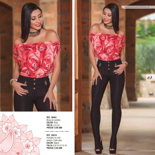 REF. 90461
Blusa en acetato
COLOR: Rojo
TALLA: s,m,l,xl
PRECIO: $ 69.900
REF. 94510
Pantalón en drill
stretch (Talle alto)
COLOR: Negro
TALLA: 6,8,10,12,14,16
PRECIO: $ 94.900
www.unusualexclusive.co
63
 