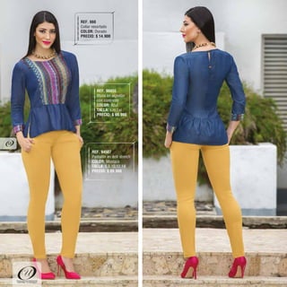 REF. 90455
Blusa en algodón
con contraste
COLOR: Azul
TALLA: s,m,l,xl
PRECIO: $ 99.900
REF. 660
Collar resortado
COLOR: Dorado
PRECIO: $ 14.900
REF. 94507
Pantalón en drill stretch
COLOR: Mostaza
TALLA: 6,8,10,12,14
PRECIO: $ 89.900
"DEFINE TU ESTILO"
68
 