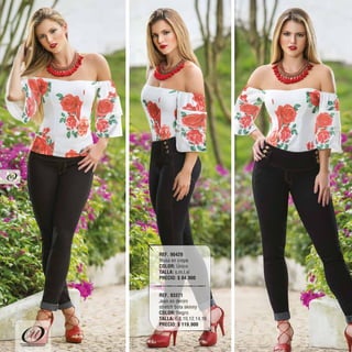 REF. 90429
Blusa en crepe
COLOR: Único
TALLA: s,m,l,xl
PRECIO: $ 84.900
REF. 93371
Jean en denim
stretch bota skinny
COLOR: Negro
TALLA: 6,8,10,12,14,16
PRECIO: $ 119.900
"DEFINE TU ESTILO"
80
 