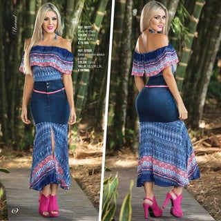 REF. 90227
Blusa en chalis
COLOR: Único
TALLA: S,M,L
$ 79.900
REF. 97038
Falda en denim stretch
y chalis
COLOR: Único
TALLA: XS,S,M,L,XL
$ 99.900
82
 