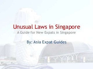 Unusual Laws in Singapore
A Guide for New Expats in Singapore

By: Asia Expat Guides

 
