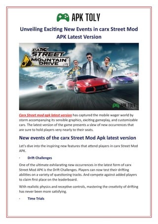 Unveiling Exciting New Events in carx Street Mod APK Latest Version PDF Unveiling Exciting New Events in carx Street Mod APK Latest Version PDF