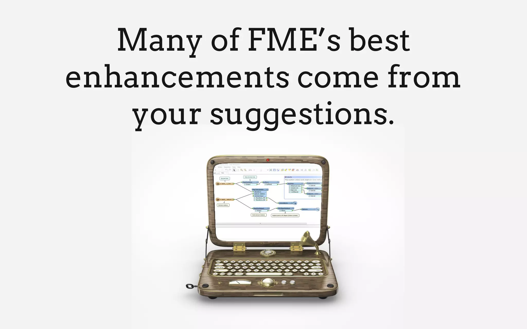 Many of FME’s best
enhancements come from
your suggestions.
 