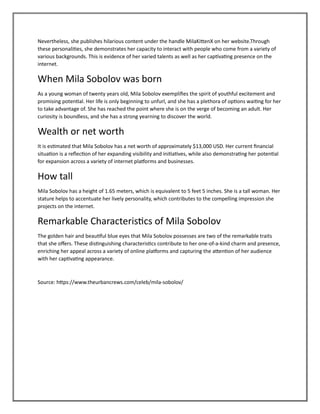 Unveiling Mila Sobolov Discover Her Nickname, Age, and Who Captures Her