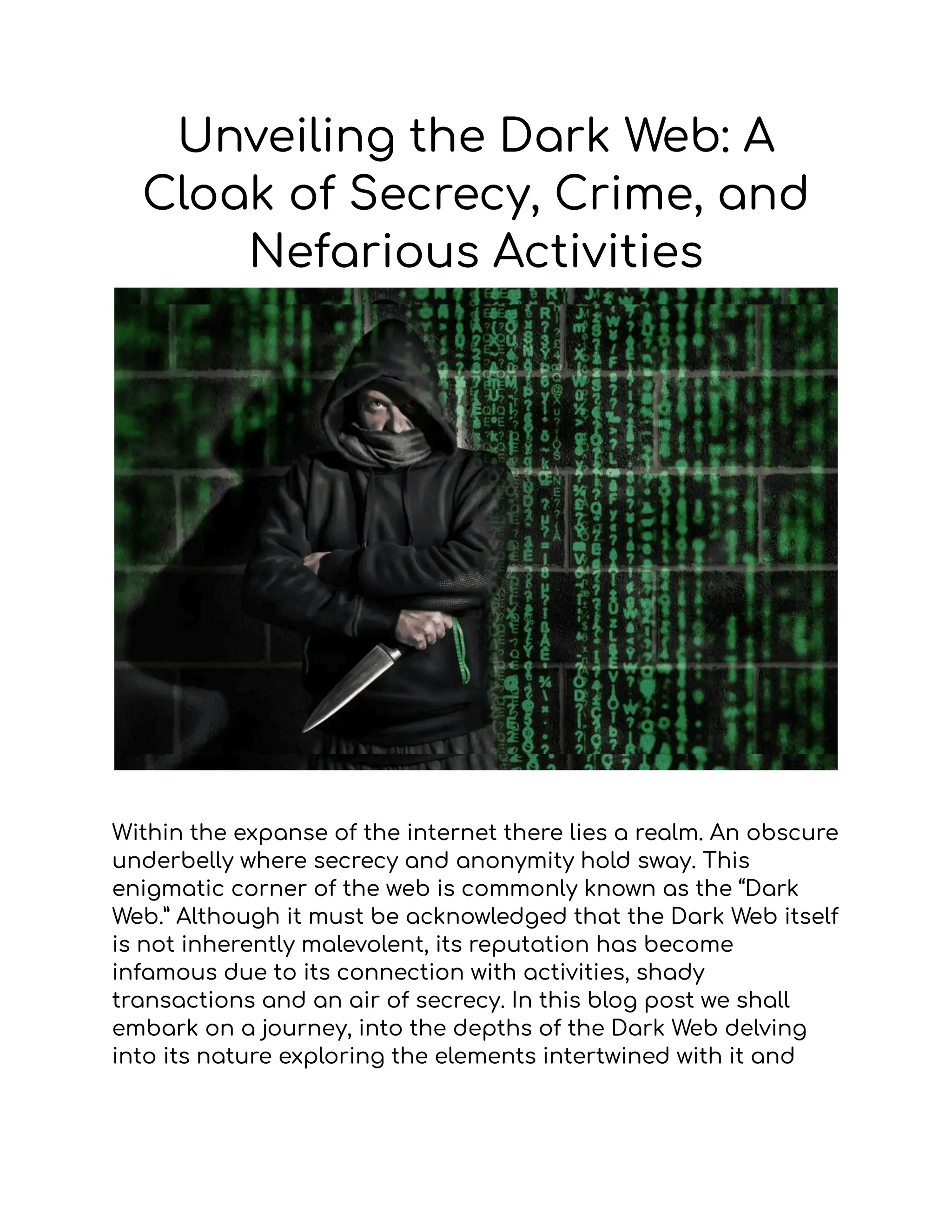 Unveiling the Dark Web_ A Cloak of Secrecy, Crime, and Nefarious ...