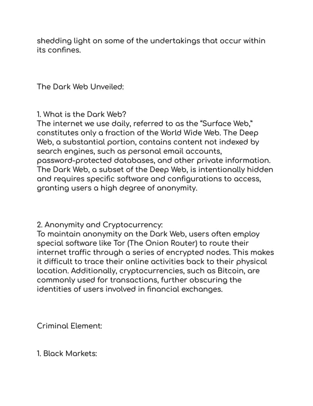 Unveiling the Dark Web_ A Cloak of Secrecy, Crime, and Nefarious ...