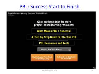PBL: Success Start to Finish




          Pat Hensley June 2012   29
 