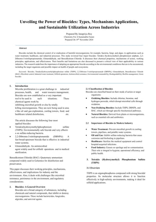 Unveiling the Power of Biocides: Types,Applications & Sustainable ...