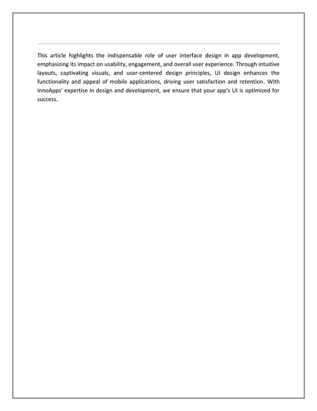 The Crucial Role of UI Design in App Development Success | PDF