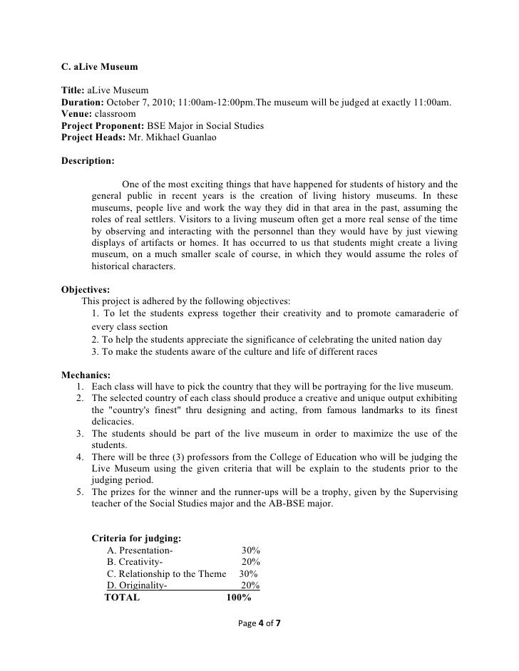 Un Week Celebration Project Proposals