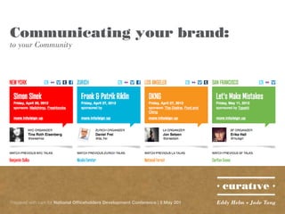 Communicating your brand:
to your Community




Prepared with care for National Officeholders Development Conference | 5 May 201   Eddy Helm + Jade Tang
 