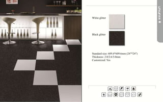 White glitter
Standard size: 609.6*609.6mm (24″*24″)
Thickness: 2.0/2.6/3.0mm
Customized: Yes
Black glitter
 