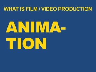 ANIMA-
TION
WHAT IS FILM / VIDEO PRODUCTION
 