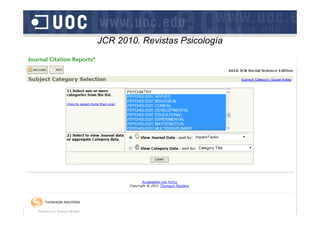 JCR 2010. Revistas Psicología
 