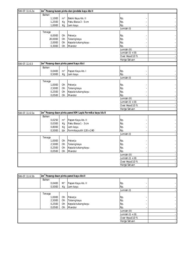  Analisa  harga satuan jasa