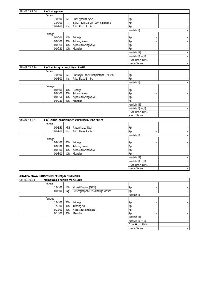  Analisa harga satuan jasa