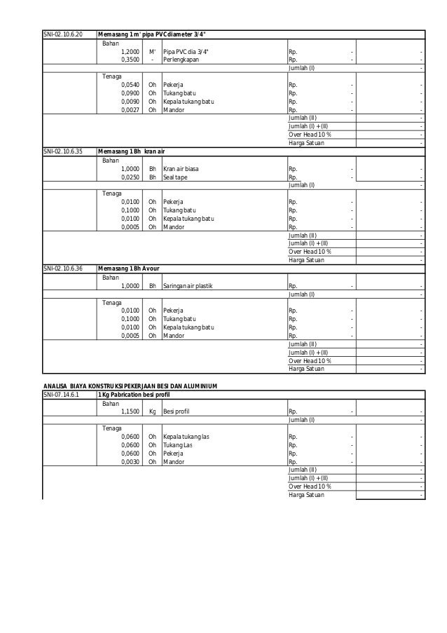  Analisa  harga  satuan  jasa