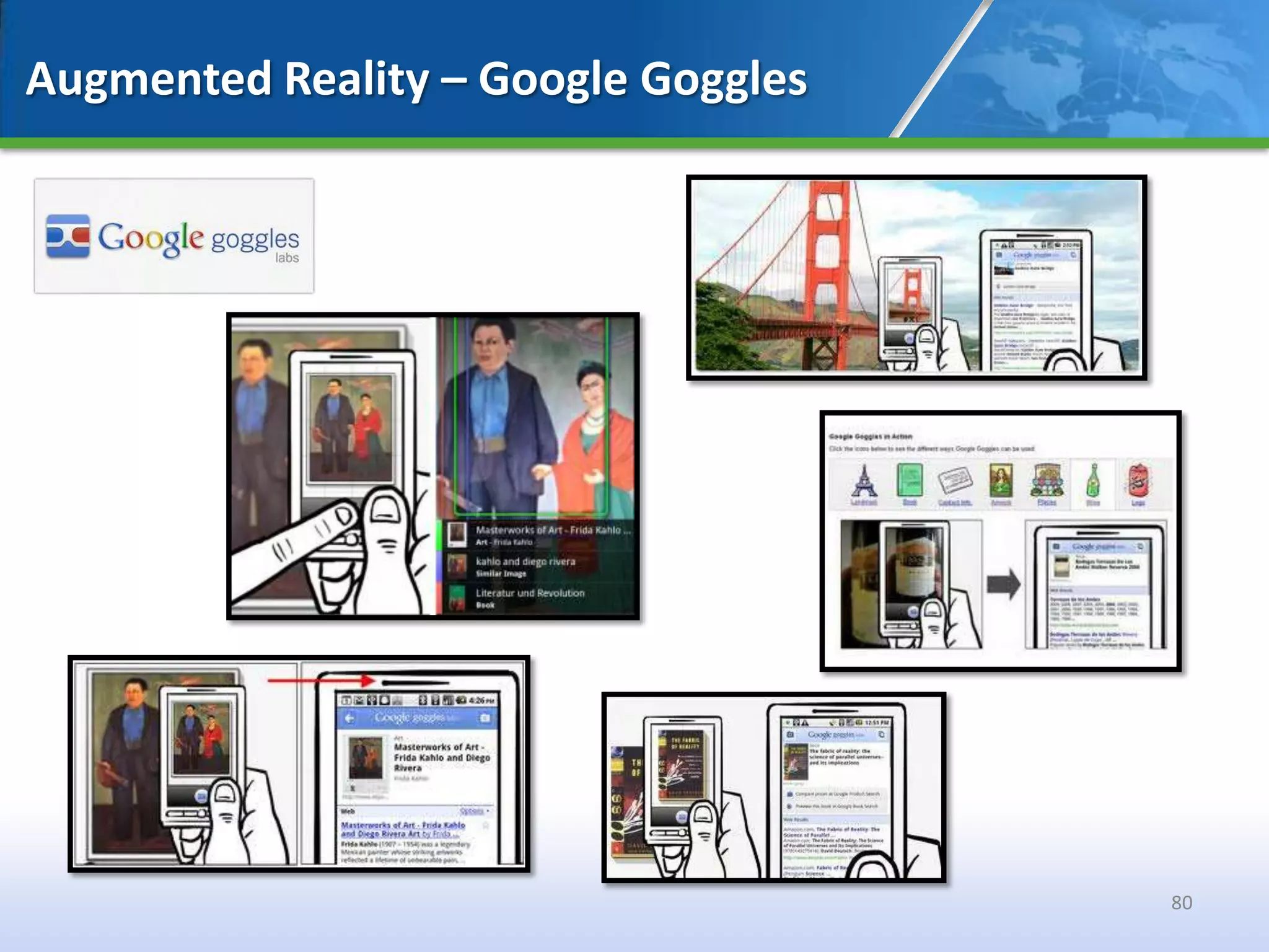 Augmented Reality – Google Goggles




                                     80
 