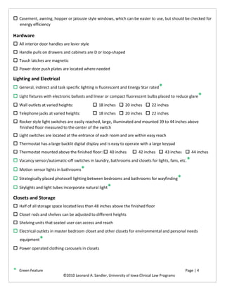 U of Iowa Universal Design & Green Home Checklist