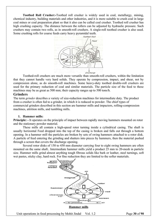 Unit operation in Food Processing