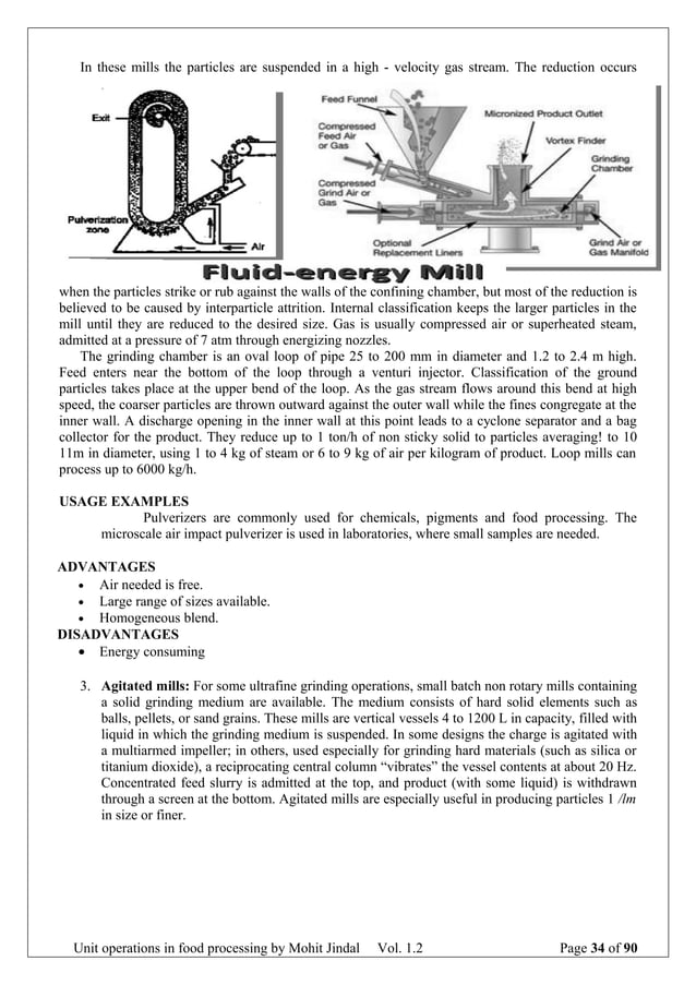 Unit operation in Food Processing