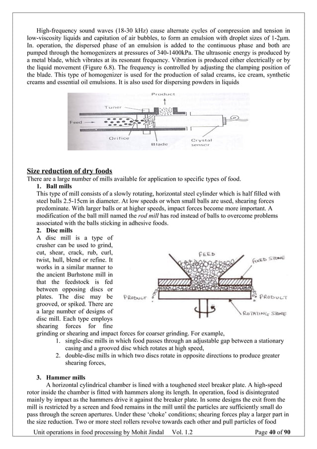 Unit operation in Food Processing