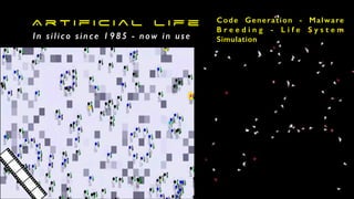 321 × 500
Code Generation - Malware
B r e e d i n g - L i f e S y s t e m
Simulation
A r t i f i c i a l L i f e
In silico since 1985 - now in use
 