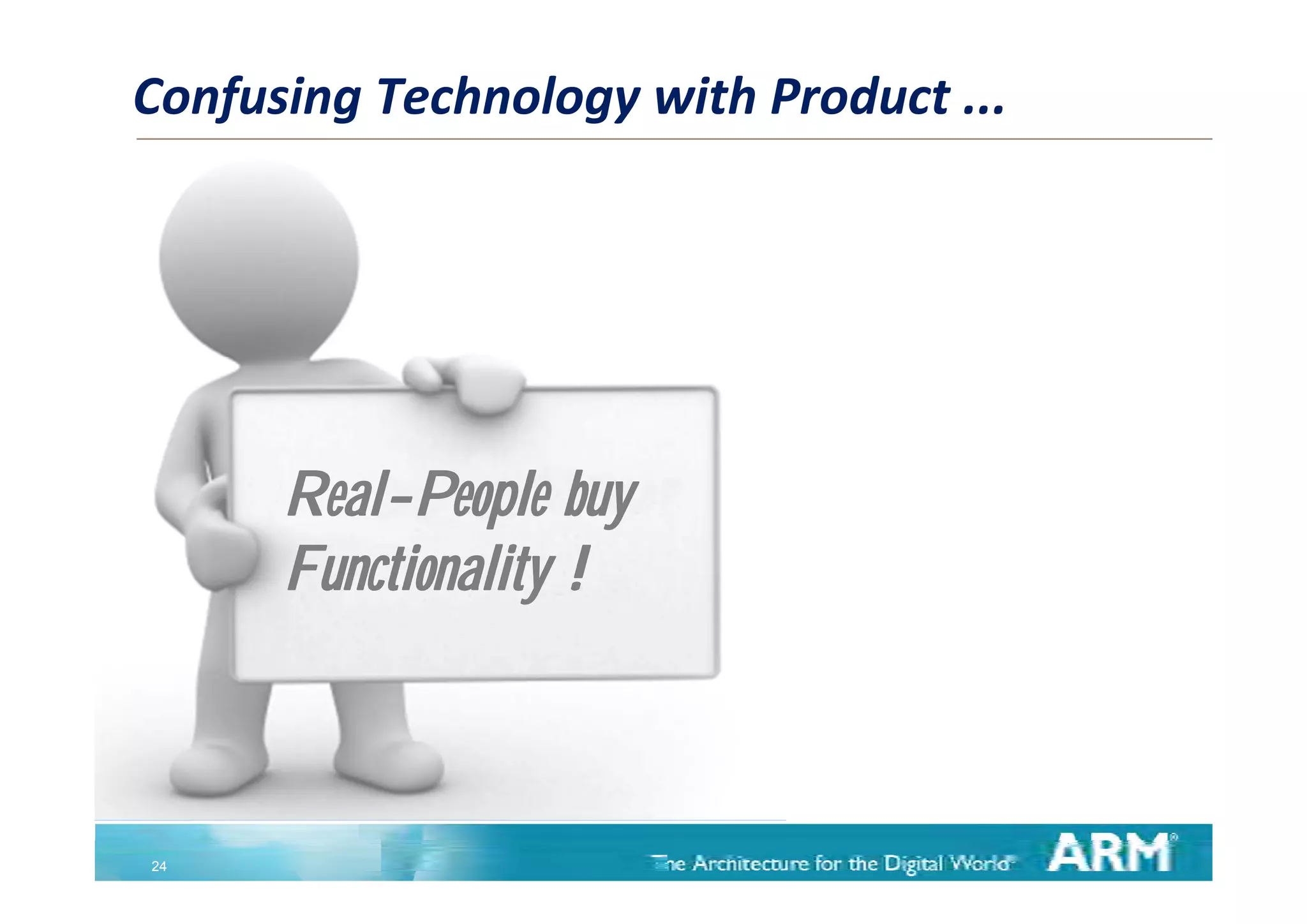 Confusing Technology with Product ...




      Real-
      Real-People buy
      Functionality !
      F ti alit



24
 