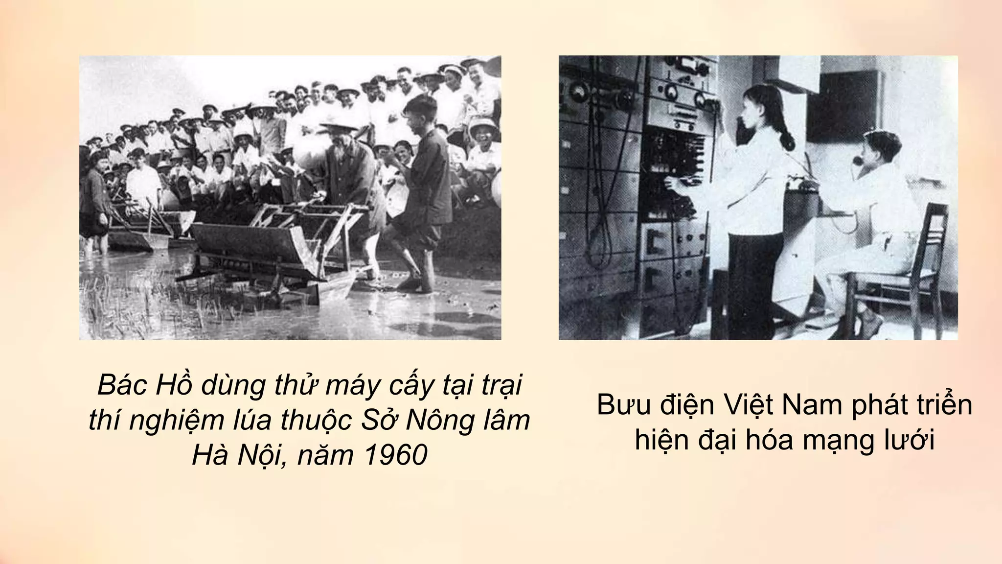 Bác Hồ dùng thử máy cấy tại trại
thí nghiệm lúa thuộc Sở Nông lâm
Hà Nội, năm 1960
Bưu điện Việt Nam phát triển
hiện đại hóa mạng lưới
 