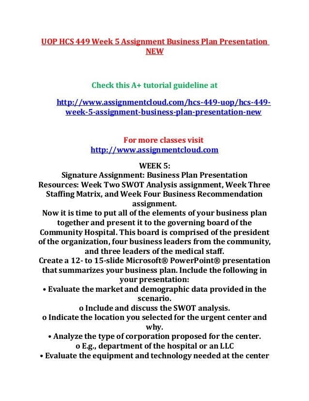 Benchmark assignment business plan presentation hcs 449 04 image