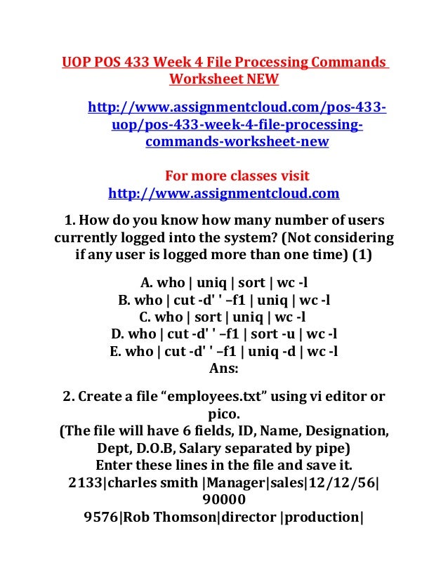Uop Pos 433 Week 4 File Processing Commands Worksheet New