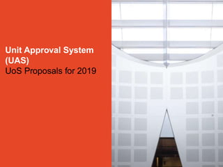 The University of Sydney Page 1
Unit Approval System
(UAS)
UoS Proposals for 2019
 